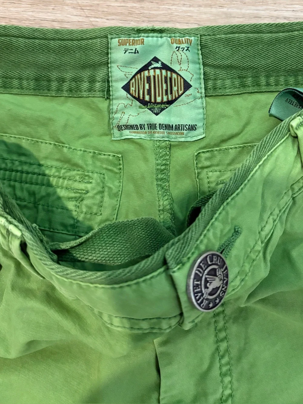 Rivet de Cru Green Twill Cargo Shorts size 32 MSRP $78 New with Tags